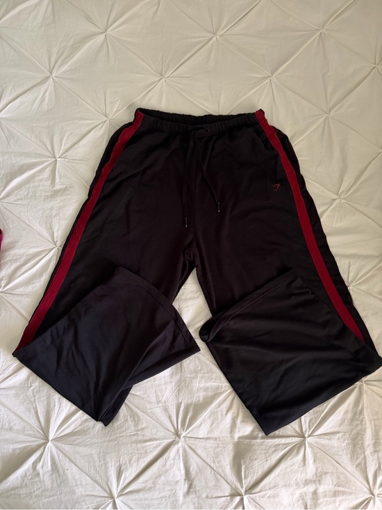 Gymshark Pants - Gymshark Black Joggers with Red Side Stripe